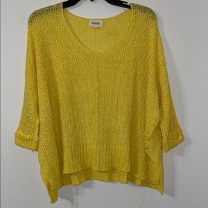 ADORA Yellow Crew Neck Sweater with 3/4 Sleeves